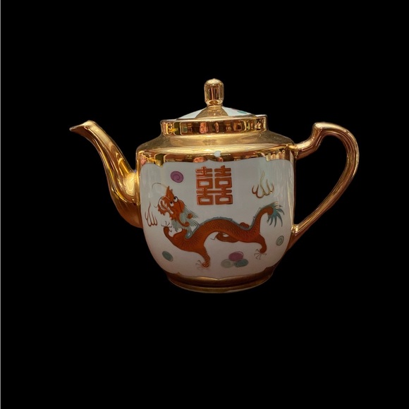 Other - Vintage Chinese dragon and phoenix porcelain teapot trimmed in gold.